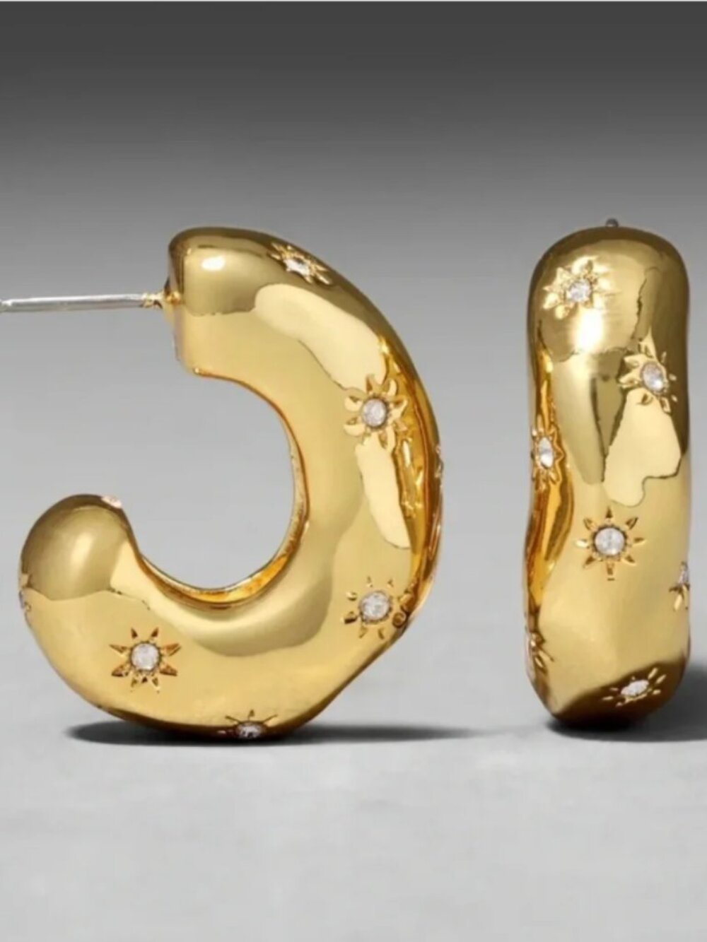 Alexis Bittar Puffy Starburst Molten Gold Huggies Hoop Earrings